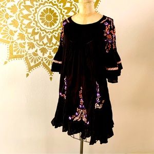 Embroidered Black Dress